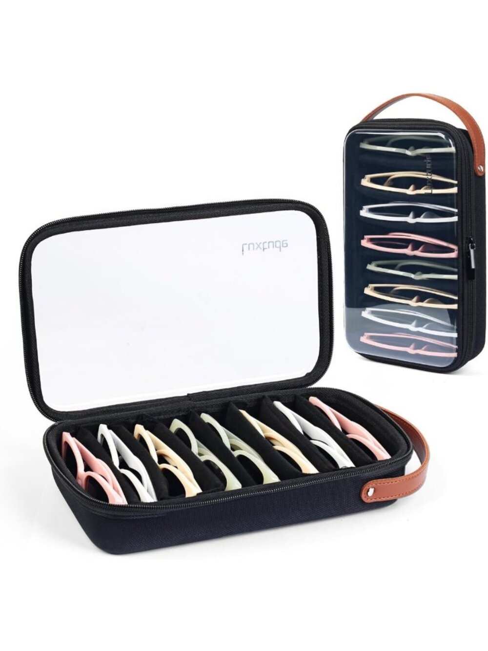 Clear Travel Sunglasses Organizer Case - Portable Eyewear Storage for Trips